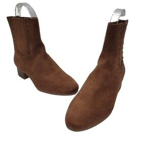 A2 by Aerosoles Studded Drk Tan Suede Ankle Booties Women 8M Western Chelsea‎
